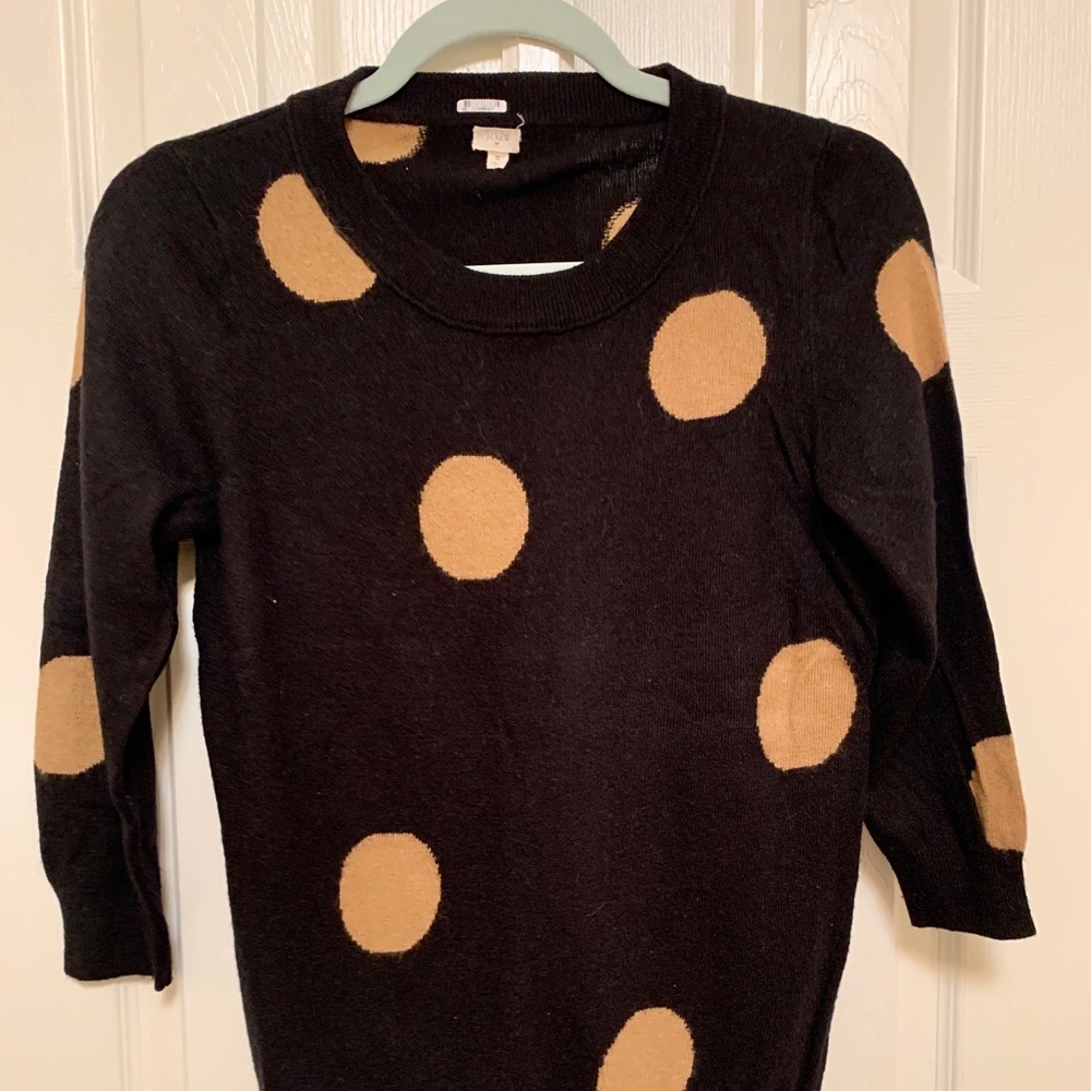 Jcrew three quarter sleeve large polka dot sweater